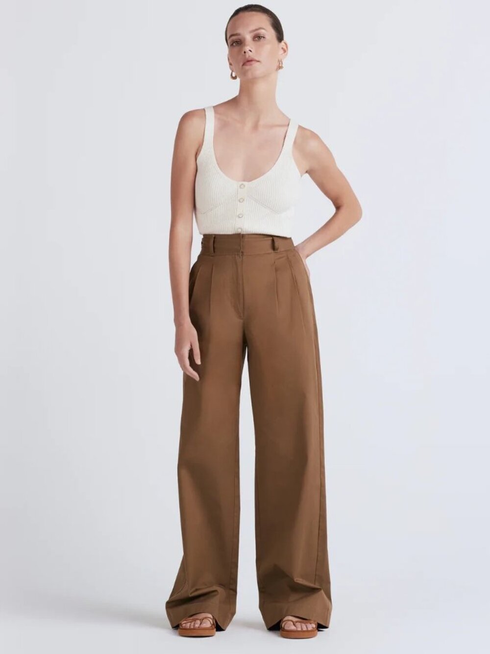 10 Crosby Derek Lam Olive Khaki Pleated High-Waist Pant